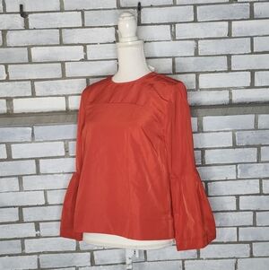 • NWT Free Assembly Women's Size Medium Long Bell Sleeves Blouse Top Red New
